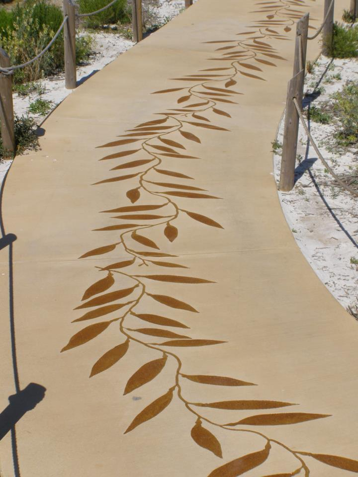 Wooden Stairs With Leaf Printing