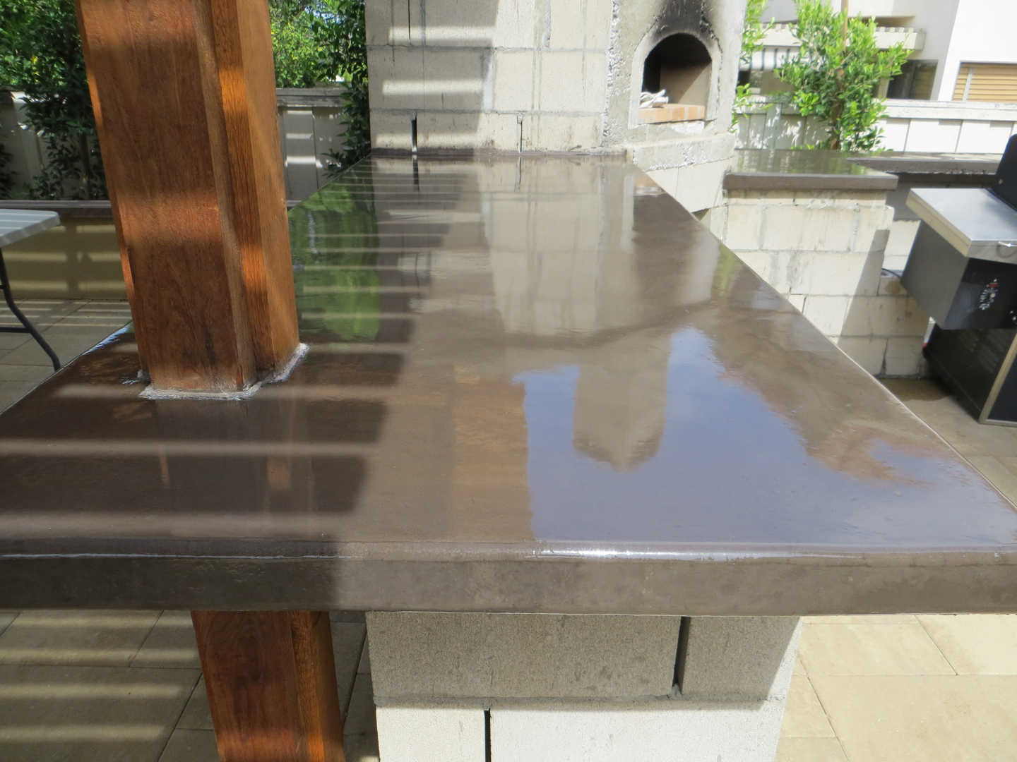 Granite Countertop Mounted on a Cement Brick Platform One