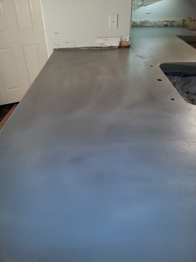 A Wet Cement Flatened Surface for a Counter
