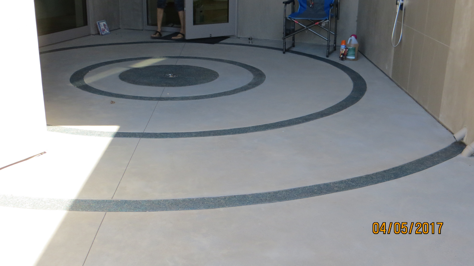 White Tiled Floor With Granite Rings Copy