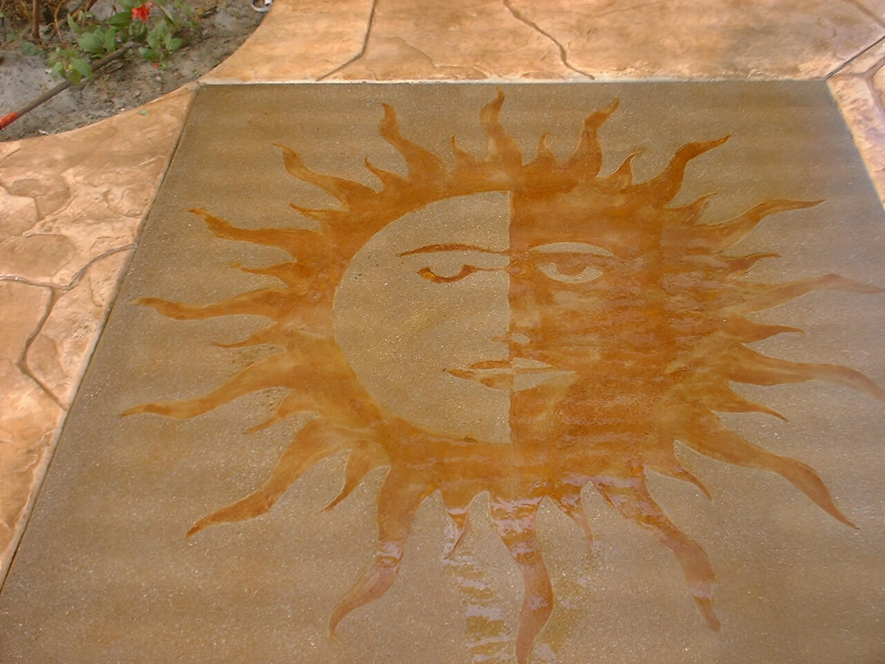 A Sun Shaped Design Print on Tiled Floor