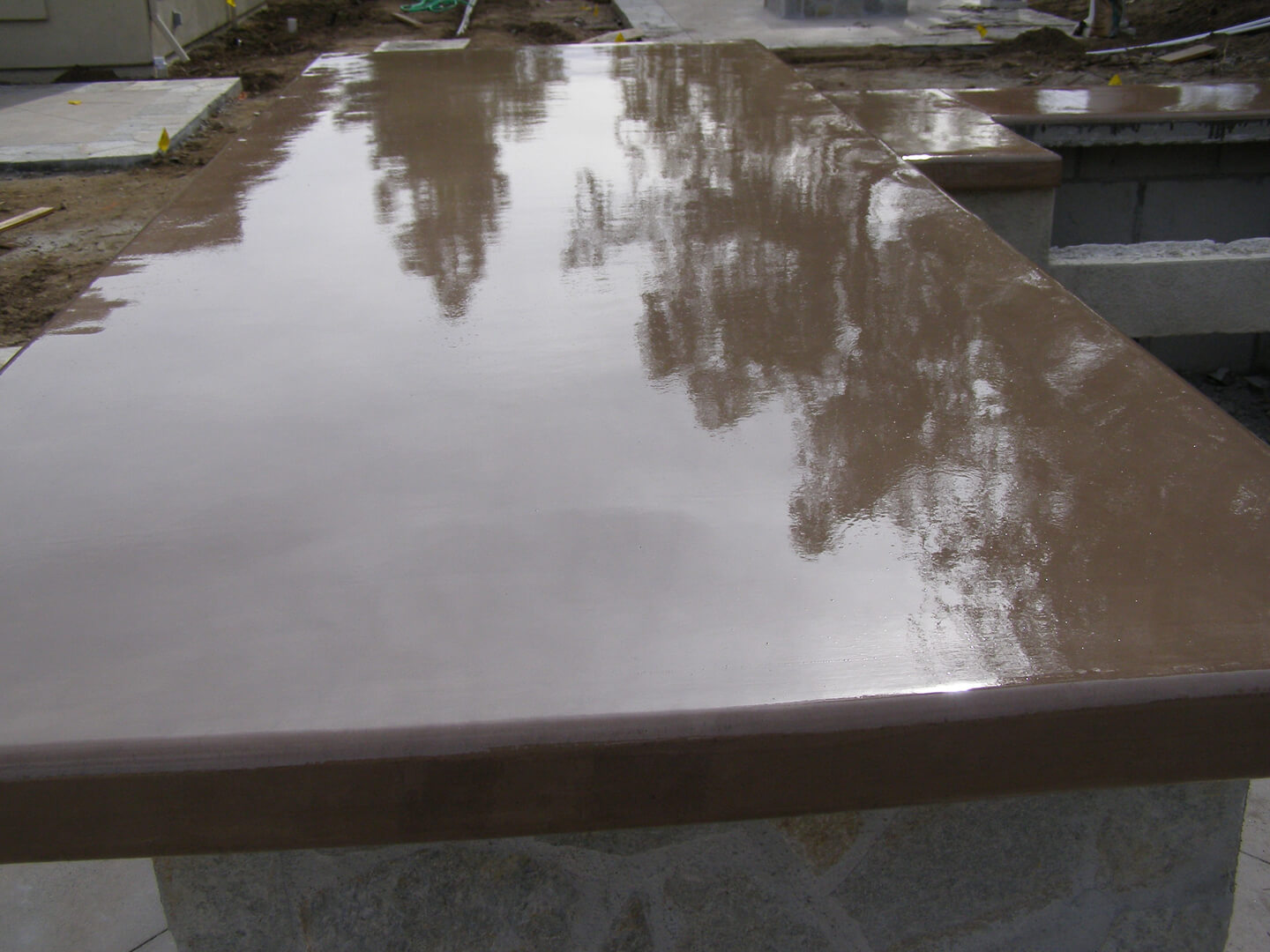 A Glazing and Reflecting Brown Counter Space