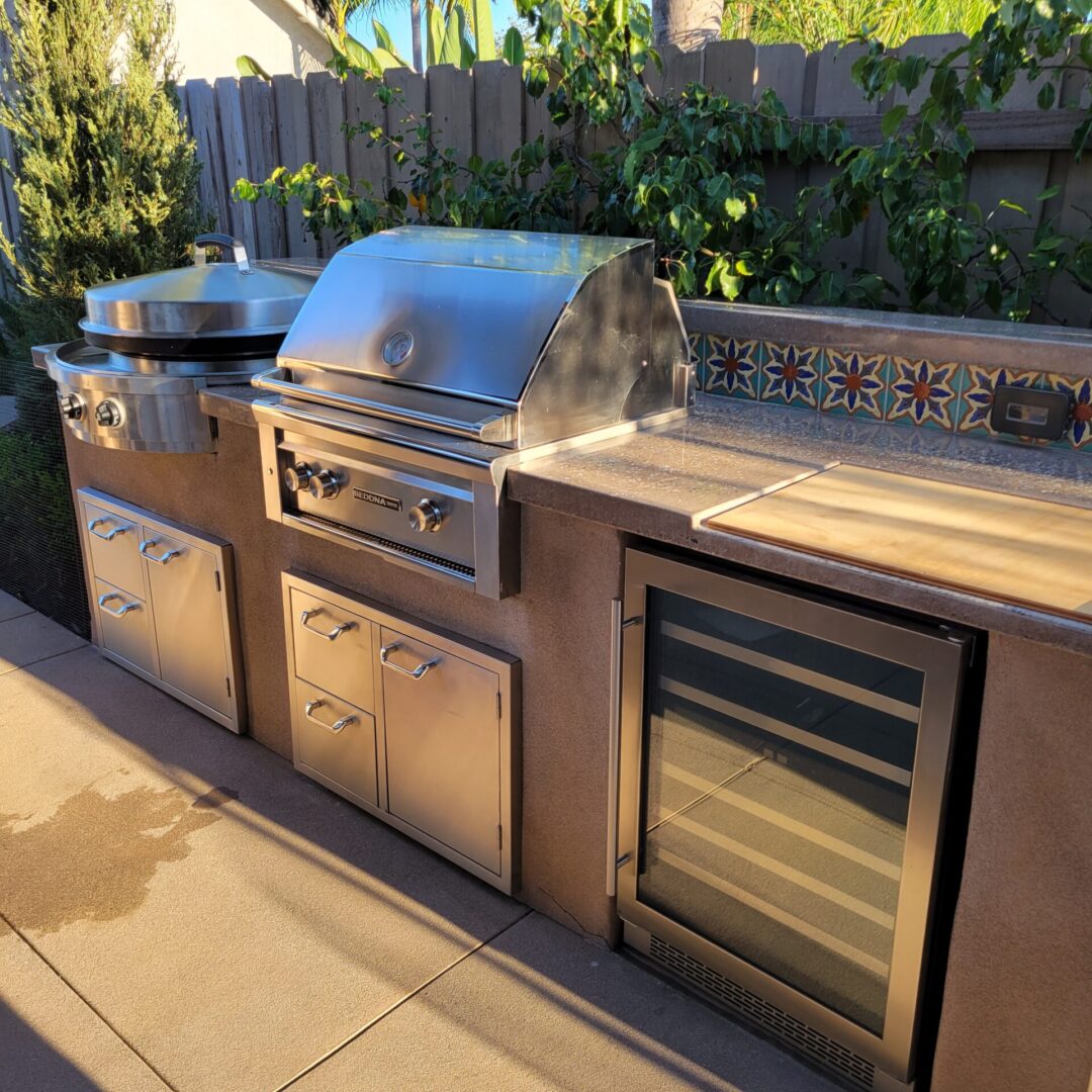 Close view of barbecue outdoor kitchen