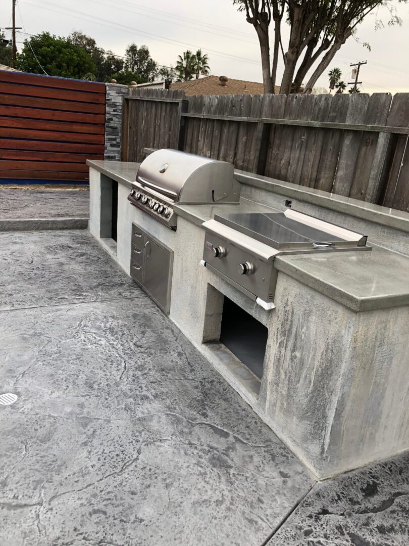 Close view of barbecue outdoor kitchen