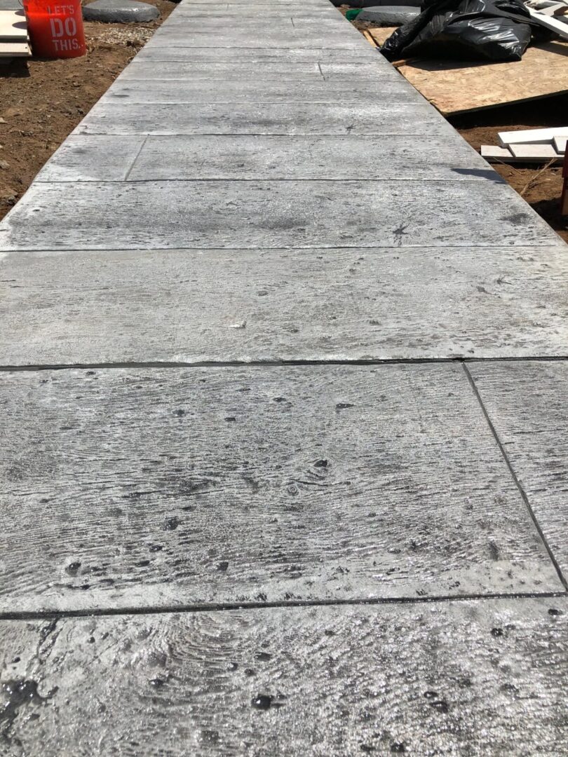 Close view of stamp concrete floor for walking
