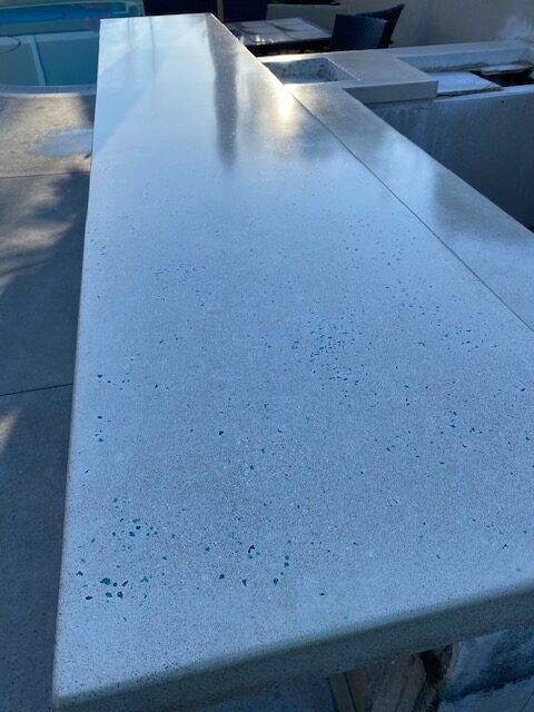 Close view of dotted design gray counter top